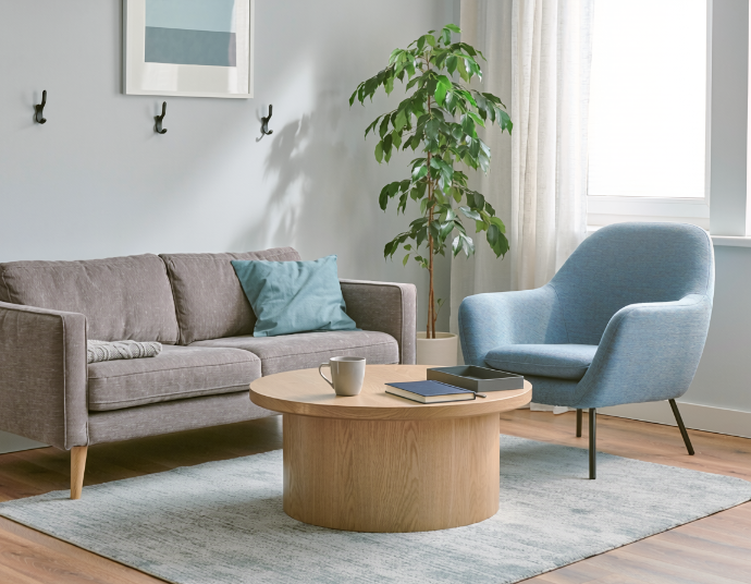 Comfortable seating in a quiet small-office lounge corner